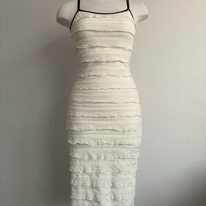 Elegant Ivory Textured Women's Dress, Small.